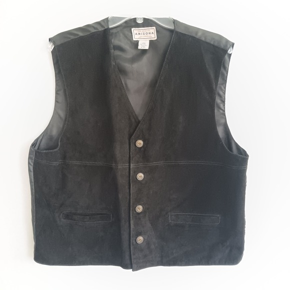 Arizona Jean Company Other - Arizona Jean Co Leather Vest Mens Large Black Suede Front Western Biker